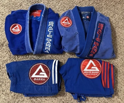 Juego de 2 juegos de kimono Gracie Barra adulto A3 Gi pantalones Jiu Jitsu azul Adidas Foto 1 de 4