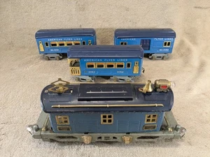 American Flyer Prewar O Gauge Tinplate Blue 3105 Electric Locomotive 3-Car Set - Picture 1 of 24
