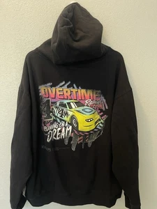 Sudadera con Capucha Overtime Para Hombres 2 XL Negra Pullover Sudadera Coche de Carreras Automático - Imagen 1 de 9