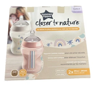 Tommee Tippee Closer to Nature Soft Feel Silicone Baby Bottles 9oz, 2 Count NEW - Picture 1 of 5