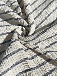 Cotton Crinkle Stretchy Softened Undyed Fabric With Pin Stripes By 2 Yards. - Picture 1 of 21