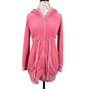 Juicy Couture 2000s Pink Terry Cloth Hoodie size Medium Made in USA Terrycloth - Picture 1 of 12