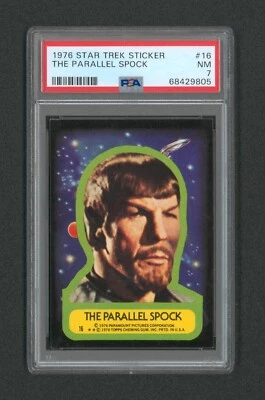 1976 Star Trek Sticker #16 - The Parallel Spock PSA 7 NM Topps - Image 1 of 2