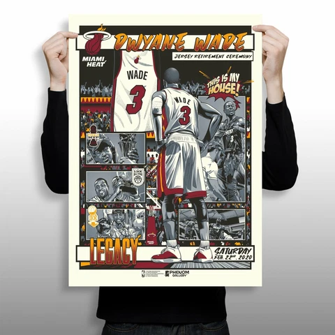 Phenom Gallery Miami Heat Dwyane Wade Legacy - Retired Number Serigraph (Printer Cover