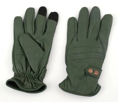 Vestido de invierno de cuero de oveja genuino para hombre, conducción, guantes de mensajes de texto con vellón Foto 1 de 4