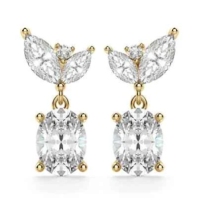 4.50 carat Oval marquise Cut Solitaire Drop stud Earring Lab Grown Diamond stud - Image 1 of 4