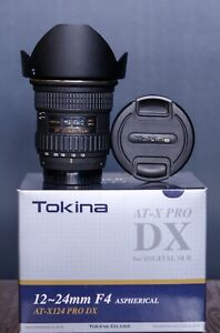 Tokina 12-24 f4 AT-X PRO DX Wide Angle Zoom lens for Nikon DX cameras. Excellent