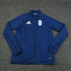Adidas Jacket Girls Large Blue Climalite Full Zip Mock Neck Long Sleeve Youth - Picture 1 of 11