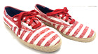 Keds Espadrille Red White Stripe Canvas 7 M Straw Twine American Sneaker