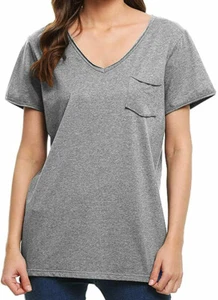 YYA Women's Short Sleeve V Neck T-Shirts Loose Casual Summer Top Size Small - Picture 1 of 1
