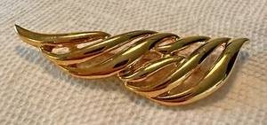 Vintage Signed GIVENCHY Paris New York Gold Tone Wing Modernist Brooch 3 1/4” - Picture 1 of 11