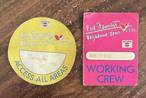 TWO ORIGINAL CREW ACCESS ALL AREAS ROD STEWART VAGABOND TOUR PASSES JUNE 1991