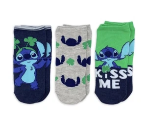Disney Lilo & Stitch 3 pares de calcetines no show para mujer talla 4-10 🍀 Lucky Clover Kiss - Imagen 1 de 10