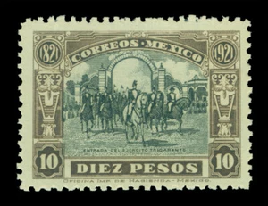 MEXICO 1921 Iturbide entering city of Mexico 10p brown & blk Sc# 633 mint MNH VF - Picture 1 of 2