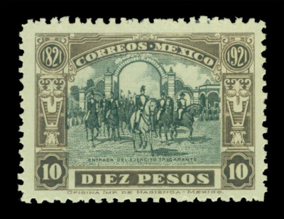MEXICO 1921 Iturbide entering city of Mexico 10p brown & blk Sc# 633 mint MNH VF - Image 1 of 2