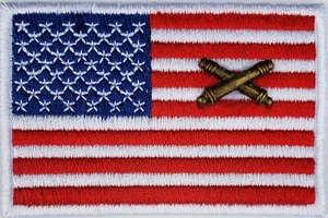 Amerikanische Flagge Feldartillerie Aufnäher Aufbügeln weiße Kanten Rand - Bild 1 von 3