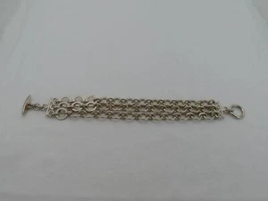 Estate Sterling Silver 7 1/2" Triple Strand Unusual Heavy Bracelet XB-21 - Picture 1 of 6
