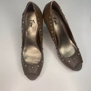 Fioni Brown Peek A Boo Toe High Heels Size 6.5 - Picture 1 of 2