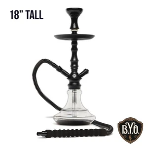 Black Hookah Set - 18" Tall Aura by B.Y.O. Hookahs Click Technology 1 Hose BYO - Picture 1 of 7