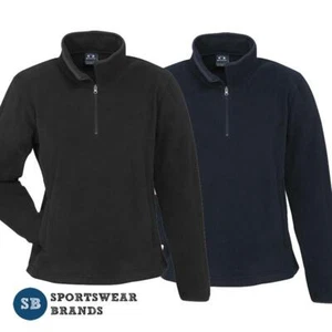 Ladies Fleece Pullover 1/2 Zip Jumper Black Navy Casual Business Work New F10520 - Picture 1 of 7