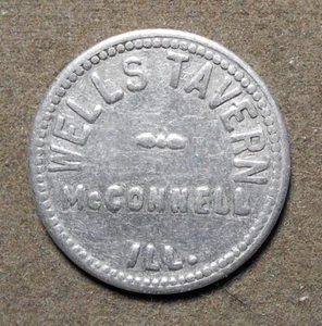 C433 McConnell Ill., Wells Tavern gut für 10c im Handel. Aluminium, 25 mm - Bild 1 von 2