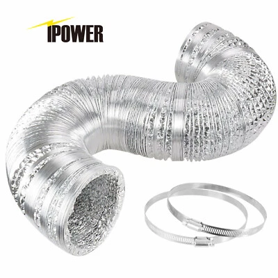 Manguera de ventilación seca por conductos de aire de aluminio flexible iPower de 4""-14"" pulgadas para climatización Foto 1 de 3