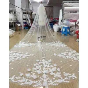 Vintage Lace Wedding Veil with Comb 1T 3M Cathedral Bridal Head veil for Bride - Picture 1 of 6
