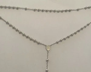 Vintage 800 Silver Rosary Cross Crucifix Christian 22” Endless 15.3 Grams D99 - Picture 1 of 16