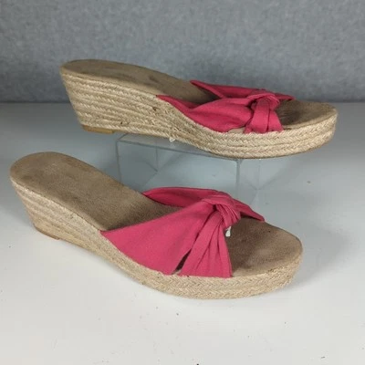 Gap Womens Wedge Slides Sandals Espadrille Platform Slip On Pink Canvas 9 - Image 1 of 4