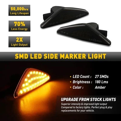 Luz de señalización LED delantera ahumada para BMW X5 SUV E70 y X6 SUV E71/E72 2007-2013 Foto 1 de 4