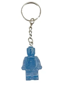 Lego VIP Inspired Blue Minifigure Keychain Handmade Resin Glitter Accessories - Picture 1 of 12