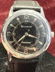 Reloj para hombre Bulova vintage 1960 hecho en Suiza cuerda manual esfera de lino ¡funciona bien! - Imagen 1 de 11