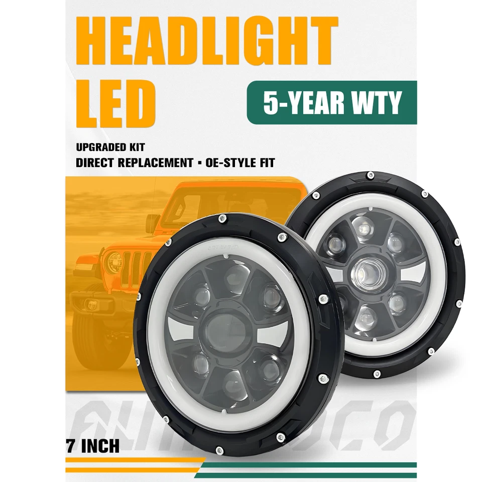 Par de faros LED redondos de 7" Hi Lo Beam para Plymouth Valiant 1963-1976 sellados Foto 1 de 4