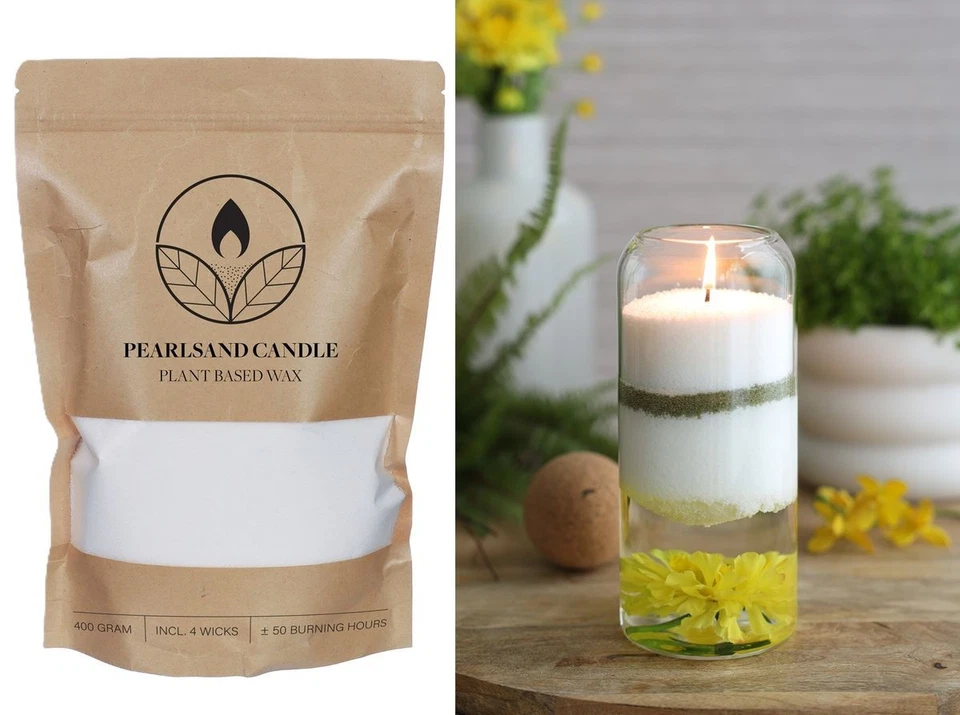 NaDeco Kerzensand Set 400g mit 4 Dochten – Wachsgranulat DIY Kerzen | Wachssand - Bild 1 von 1