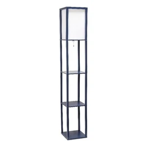62.5" Navy Three Shelf Etagere Organizer Storage Floor Lamp - Picture 1 of 7