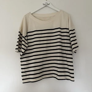 Boden T-Shirt Stripe Cream Black Size XL Boxy - Picture 1 of 6