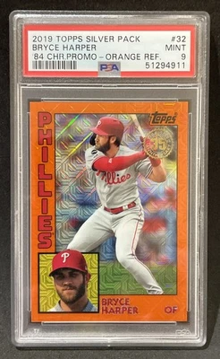 Bryce Harper 2019 Topps Chrome 84 Silver Pack Orange Refractor #/25 PSA 9 - Image 1 of 2