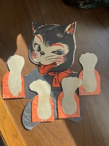 HALLOWEEN KATZE Vintage Waben Tanz Figur Papier & Streamer Deko 50er Jahre - Bild 1 von 6