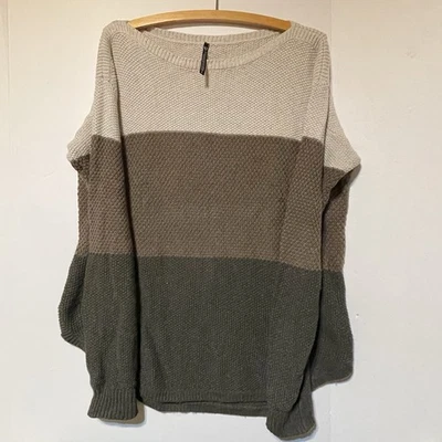 Suéter ligero de manga larga a rayas verdes/tostadas talla L de KUHL para mujer Foto 1 de 4