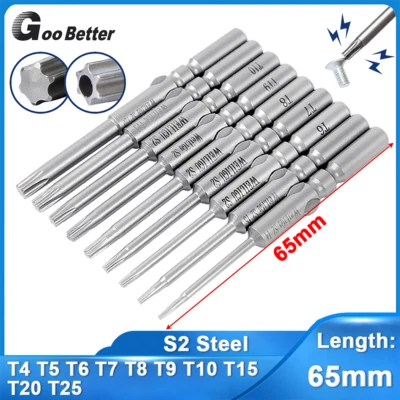 T4-T25 Torx Screwdriver Bit 5mm Round Shank Magnetic Impact Driver Drill Bits - Image 1 of 4