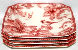222 Christmas Lane Porcelain 8 1/2" Salad Plates Set of 4 Cardinal Red Bird New - Picture 1 of 3