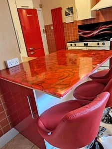 36"x24" Red Onyx Agate Dining Table Luxury Kitchen Slab Countertop Home Interior - Picture 1 of 7