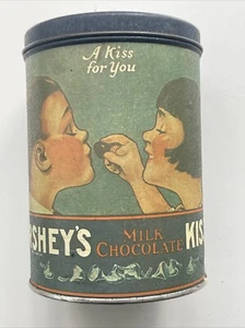 VTG Hershey's Kisses Milk Chocolate Tin Can Metal "A Kiss for You" 1980 Original - Picture 1 of 6