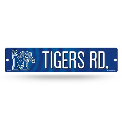 Placa de rua Memphis Tigers NOVA!! 4"X16" Tigers Rd." Man Cave NCAA cinza - Imagem 1 de 3