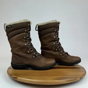 Womens TImberland Mount Hope Mid Fur Brown Leather Winter Trail Boots Size 7 M - Picture 1 of 10