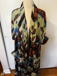 Neu Chufy mehrfarbige Morgenmantel-Jacke mit Gürtel XS/S 650 $ - Bild 1 von 10