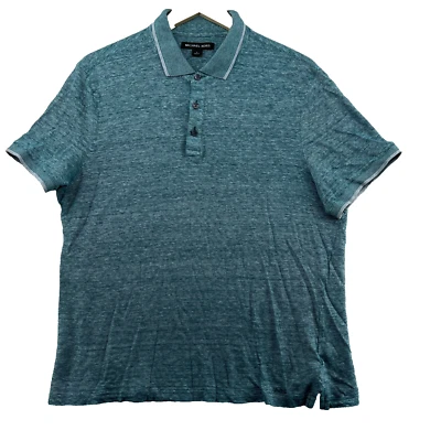 Camisa Polo Michael Kors Para Hombre Talla L Verde A Rayas Lino/Algodón Manga Corta Foto 1 de 4