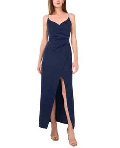 MSK Women's Embellished-Strap V-Neck Slit Gown, NAVY, SIZE-12 - Picture 1 of 5