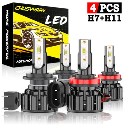 Kit de bombillas altas/bajas faros LED blancos para Lincoln MKZ 2008-2012 4x H7 H11 6000K Foto 1 de 4