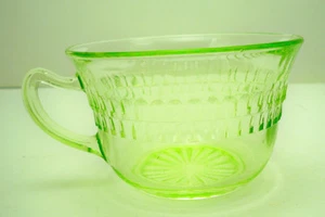 Vintage Depression Glass Roulette by Hocking Glass Green Cup 1935-39 - Picture 1 of 4
